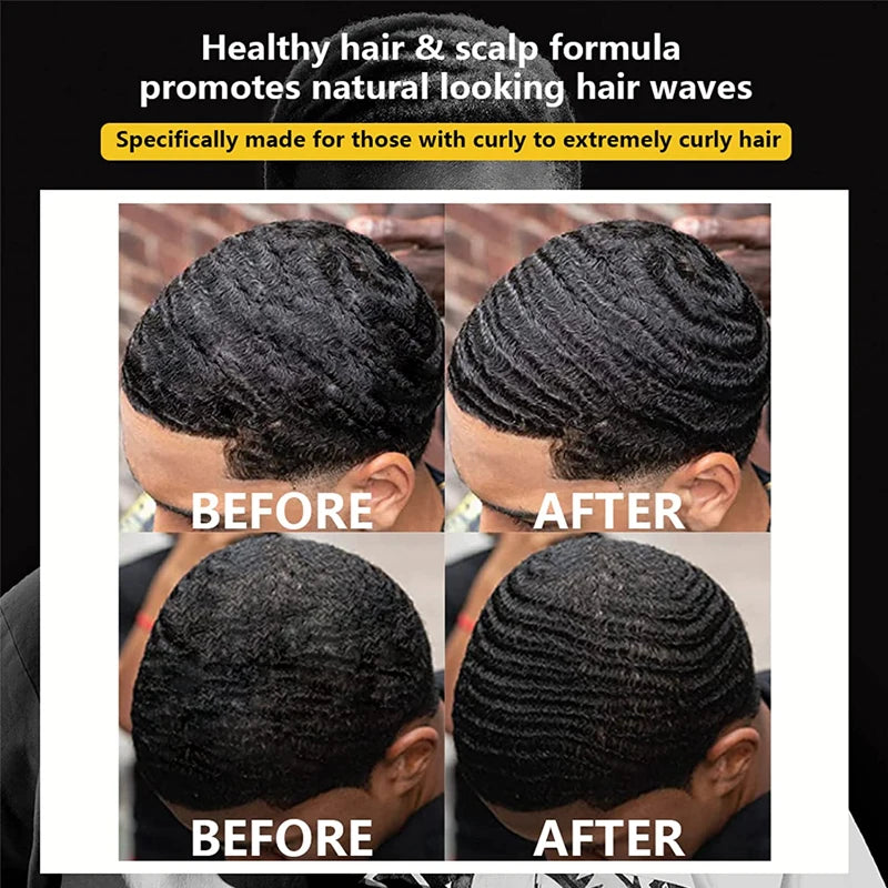 Men Wave Pomade Strong Hold Easy Wash 360 Wave Training Hair Cream, Waves Grease for Promotes Layered Waves Silky Durag Wave Cap
